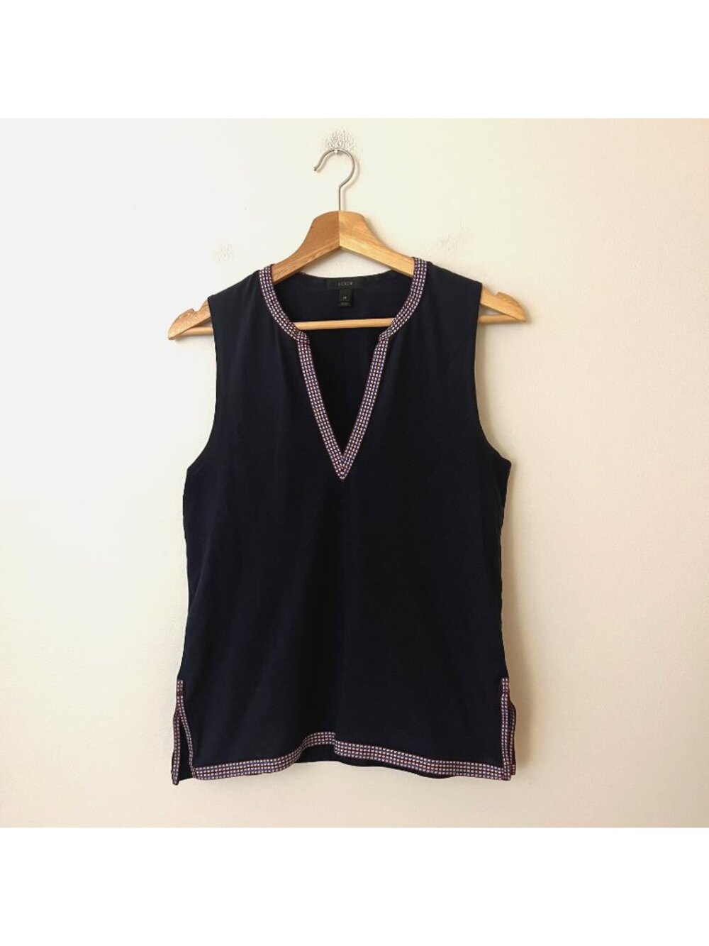 J. Crew Navy Blue V-Neck Sleeveless Blouse Women's Size XS